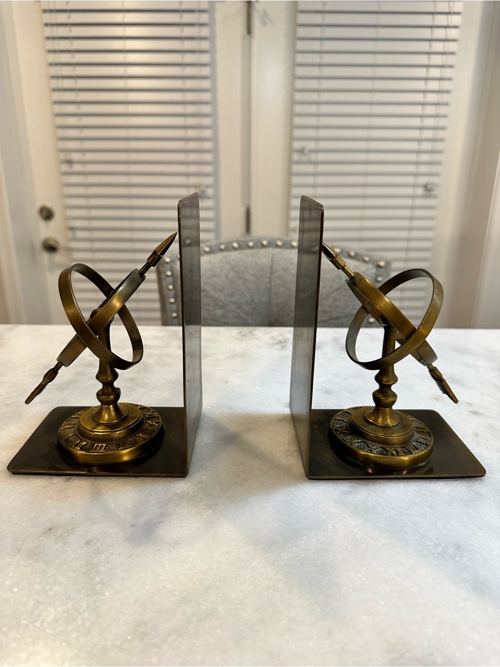 Vintage & Antique Style Brass Armillary Globe Bookends